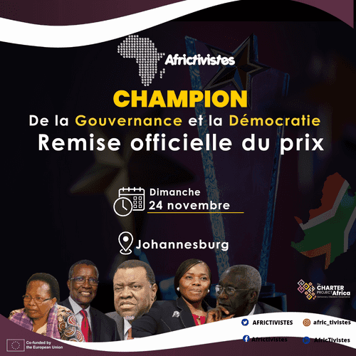 AfricTivistes présente le Champion de la Gouvernance et démocratie en Afrique le 24 novembre