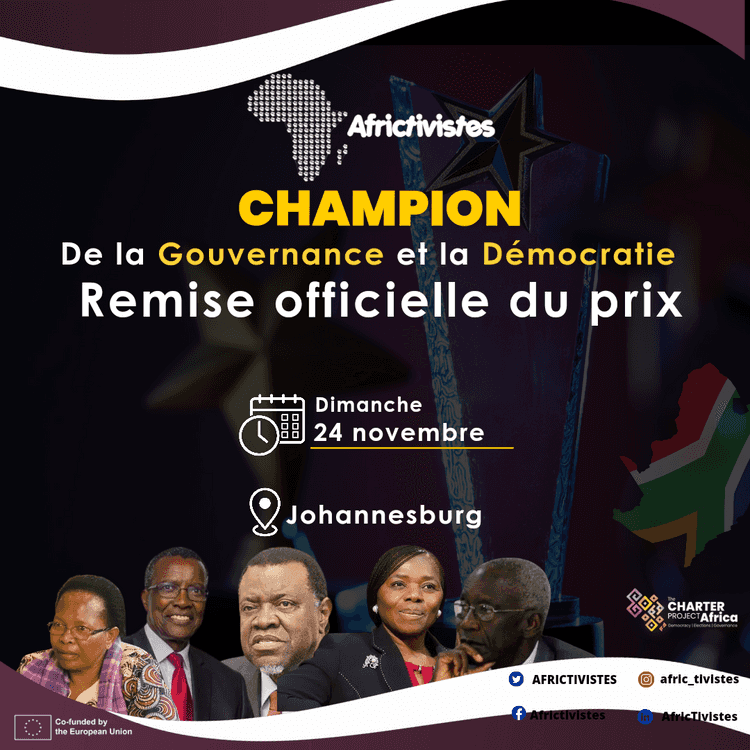 AfricTivistes présente le Champion de la Gouvernance et démocratie en Afrique le 24 novembre