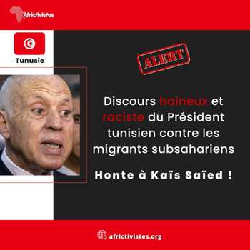 Discours haineux et raciste contre les migrants subsahariens: Honte à Kaïs Saïed !