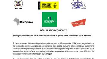 [Sénégal] Déclaration conjointe: Inquiétudes face aux convocations et poursuites judiciaires tous azimuts