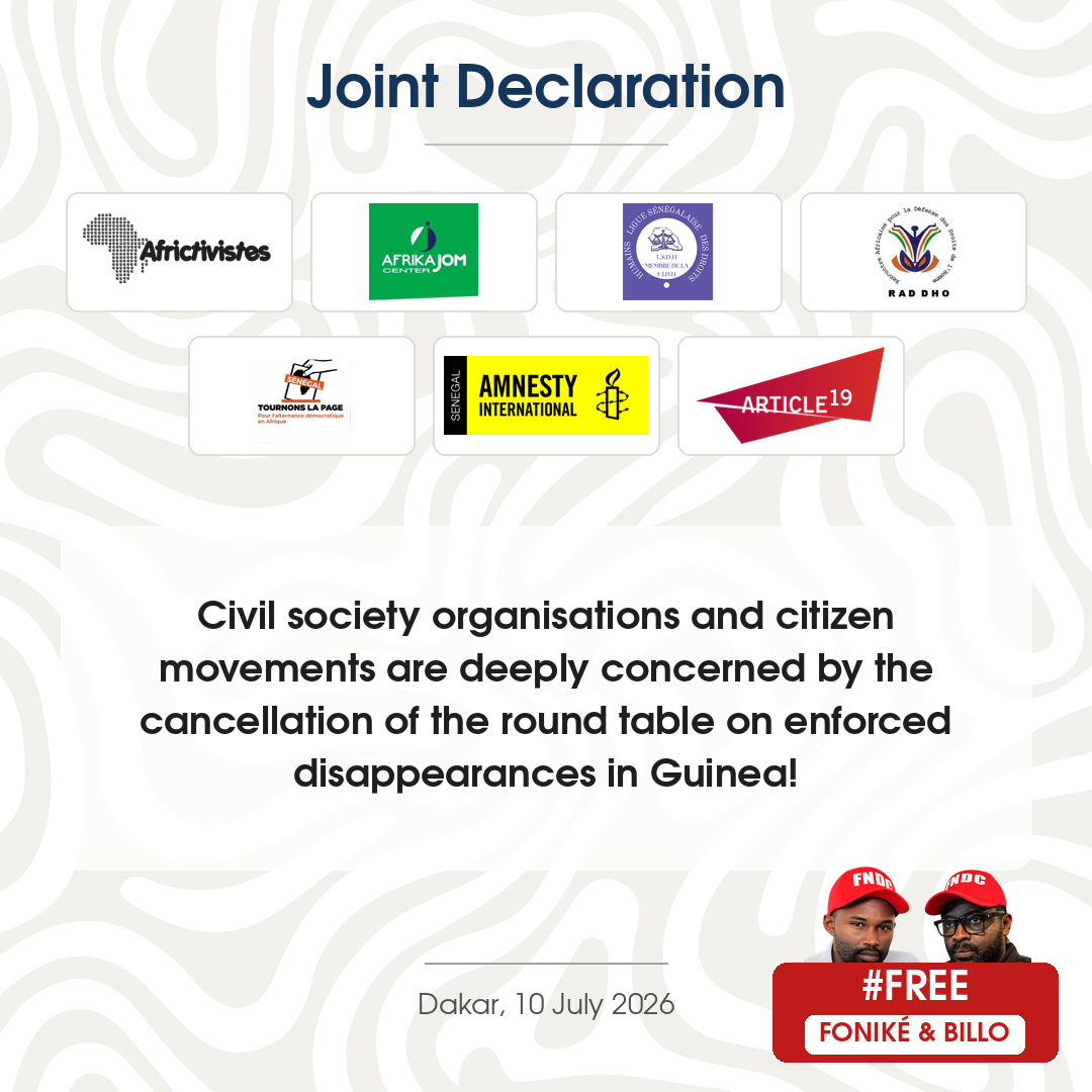 [Guinée] – Les organisations de la société civile et mouvements citoyens très préoccupés par l’annulation de la table ronde sur les disparitions forcées en Guinée !